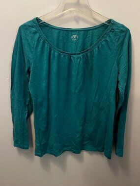 Women's Ann Taylor Loft long sleeve Top T-Shirt, Green, Size L, Ex Con!